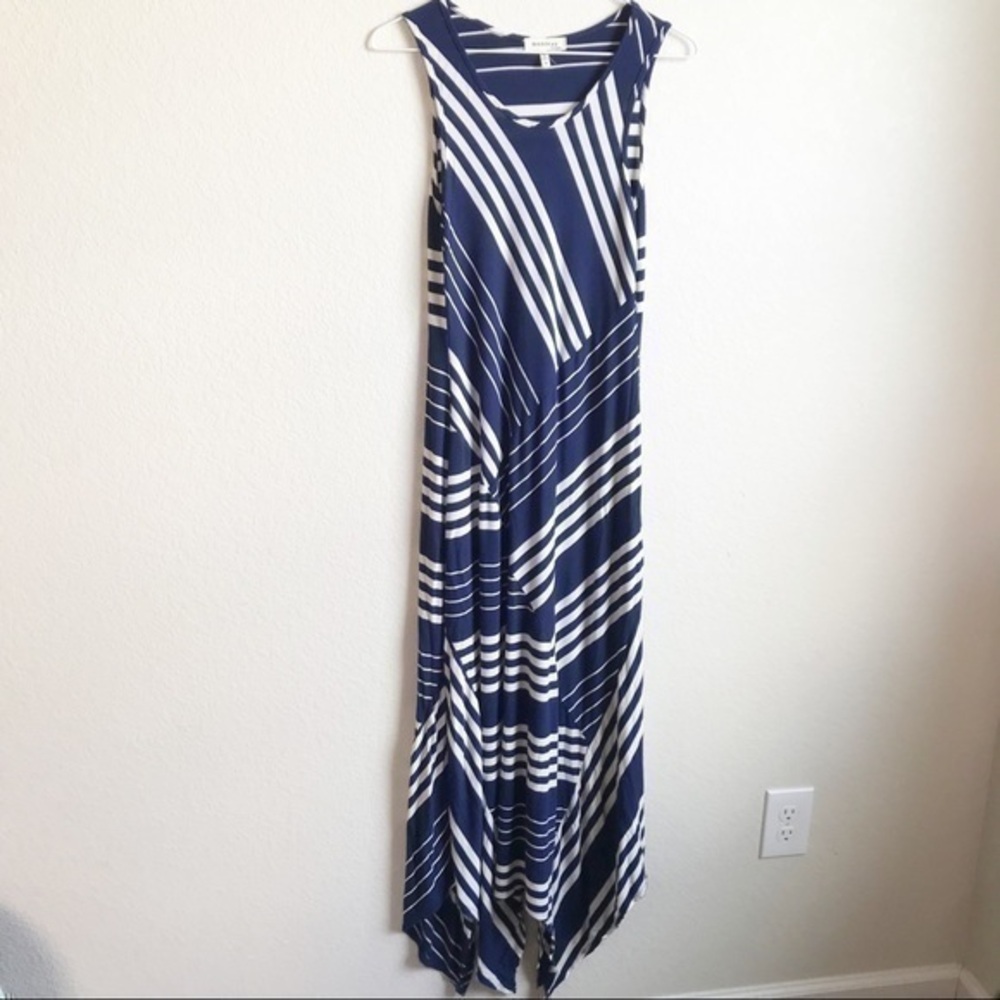 Monteau Striped High-Low Midi Dress, M